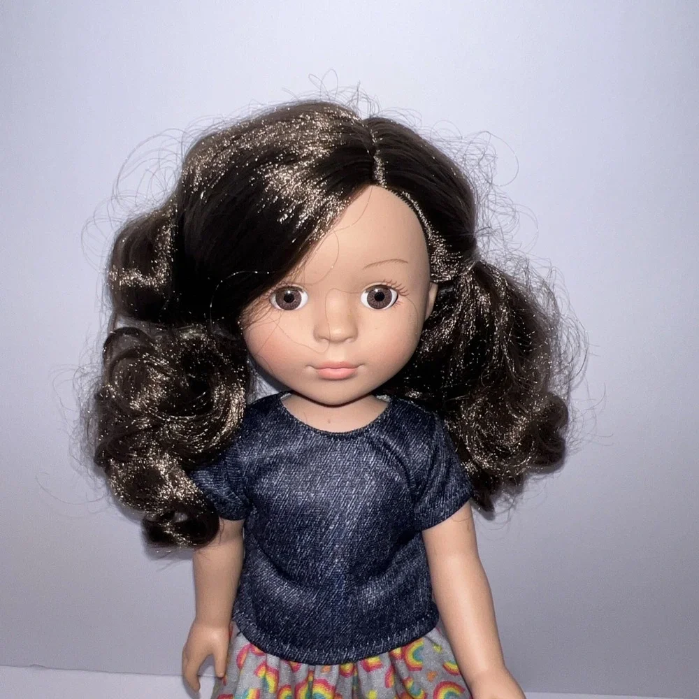 CITITOY 2016 Brown Hair Brown Eyes Vinyl 15 Inch Doll w Shirt And Skirt
